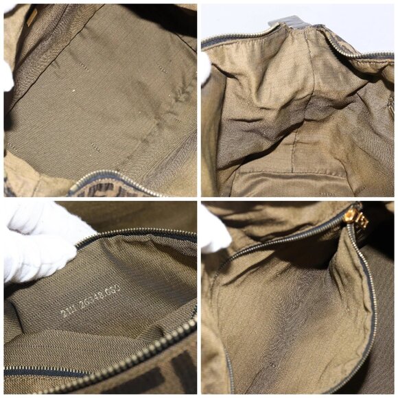 FENDI Zucca Canvas Vanity Bag Black Brown Auth 144277 - Picture 15 of 16